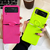Original Fluorescence Color Liquid Silicone Ring Holder Case For Samsung Galaxy Z Flip