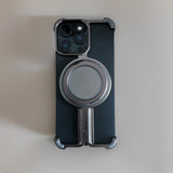 Aluminum Alloy Shockproof Magnetic Metal Rimless Stand Case For iPhone