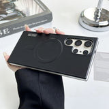 Luxury Matte Leather Magnetic Wireless Charge Case For Samsung Galaxy