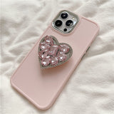 Creative Rhinestone Heart Stand Case For iPhone