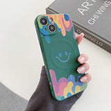 Silicone Graffiti Smile Magnetic Case for iPhone
