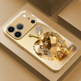Colorful Apple Pattern Electroplated Glass Phone Case For iPhone