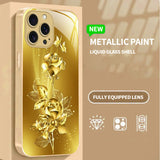 Gold Metallic Paint Glass Phone Case For iPhone