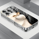 Metal Technology For Apple Pattern Tempered Glass Electroplated Case For iPhone