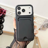 Skin-feel, drop-resistant protective case with card holder For iPhone