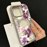 Lavender Pink Floral Print For Magnetic Phone Case for iPhone