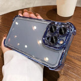Art Blue Butterfly Plating Clear Camera Protective Case For IPhone
