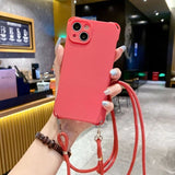 Four-Corner Drop-Proof Liquid Silicone Lanyard Phone Case for IPhone