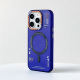 Frosted Metal Lens Frame Buttons Magnetic Case For iPhone