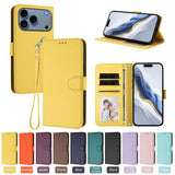 Solid Color Magnetic Flip Wallet Leather Case For iPhone