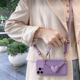 Sweet 3D Heart Crossbody Wallet Phone Case For iPhone