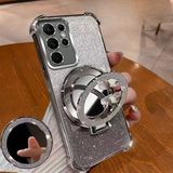 Luxury Glitter Makeup Mirror Kickstand Case For Samsung