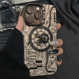 Mechanical-Style Circuit Pattern IMD Phone Case For iPhone