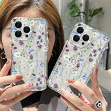 Floral-patterned transparent and soft silicone protective case For iPhone