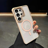 Transparent Magnetic Metal Lens Bracket Case For Samsung