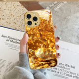 Gold Metallic Paint Glass Phone Case For iPhone