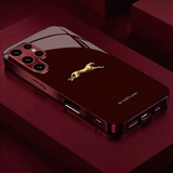 Drop-resistant phone case with gold-stamped cheetah pattern For Samsung