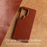 Natural Cowhide Genuine Leather Case For Samsung Galaxy