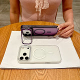 New Metal Bracket Frosted Matte Translucent  Magnetic Case For iPhone