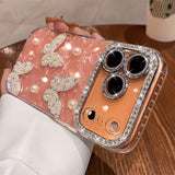Luxury Diamond Butterfly Transparent Plating Soft Silicone Case For iPhone
