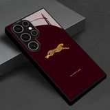 Affordable luxury burgundy protective case with gold leopard pattern For Samsung