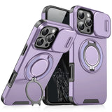 Luxury Armor Magnetic Bracket Slide Camera Protection Case For iPhone