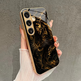 Affordable Luxury Tiger-Stripe Gold-Foil Tempered Glass Shockproof Phone Case For Samsung