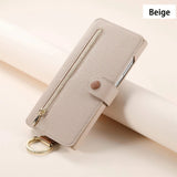 Wallet Flip  Leather Strap Card Slots Zipper Case for Samsung