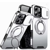 Luxury Armor Magnetic Bracket Slide Camera Protection Case For iPhone