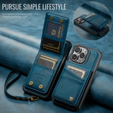 2 in 1 Detachable Magnetic Wallet Leather with Card Holder Wrist Strap Case for IPhone