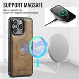 2 in 1 Detachable Magnetic Wallet Leather with Card Holder Wrist Strap Case for IPhone