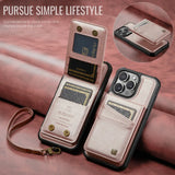 2 in 1 Detachable Magnetic Wallet Leather with Card Holder Wrist Strap Case for IPhone