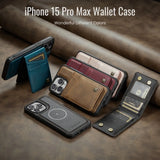 2 in 1 Detachable Magnetic Wallet Leather with Card Holder Wrist Strap Case for IPhone
