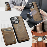 2 in 1 Detachable Magnetic Wallet Leather with Card Holder Wrist Strap Case for IPhone