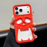 Cut-out Heat-Dissipating Skull-Face Soft Silicone Case For iPhone