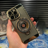 Electroplated Cooling Case With Rotating Gyro Magnetic Stand For iPhone