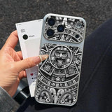 Aztec sheepskin leather textured phone case For iPhone