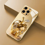 Colorful Apple Pattern Electroplated Glass Phone Case For iPhone