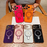 Plating Love Heart Magnetic Phone Case For iPhone
