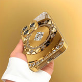 Golden Diamond Plate Pattern Gold Metallic Paint Glass Case For iPhone