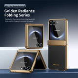 PU Leather Plating Hinge Full Protective Case For Samsung Galaxy Z Flip
