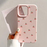 Cute Cartoon Cherry Graphic Silicone Soft Case For iPhone