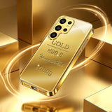 Luxury Golden Brick Glass TPU Shockproof Phone Case For Samsung