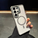 Transparent Magnetic Metal Lens Bracket Case For Samsung