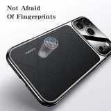 Luxury Frame Leather  Plating Camera Protect Shockproof Case  For iPhone