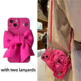 Rose pink crossbody lanyard Case for iPhone
