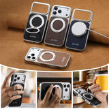 Rotating magnet ring folding stand leather magnetic phone case suitable For iPhone