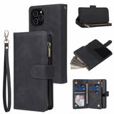 Premium Leather Wallet  Zipper Wallet Card Slots Magnetic Flip Case For iPhone