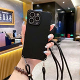 Four-Corner Drop-Proof Liquid Silicone Lanyard Phone Case for IPhone
