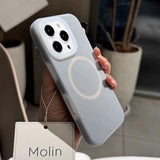 Solid Color Jelly Magnetic Liquid Silicone Phone Case For iPhone